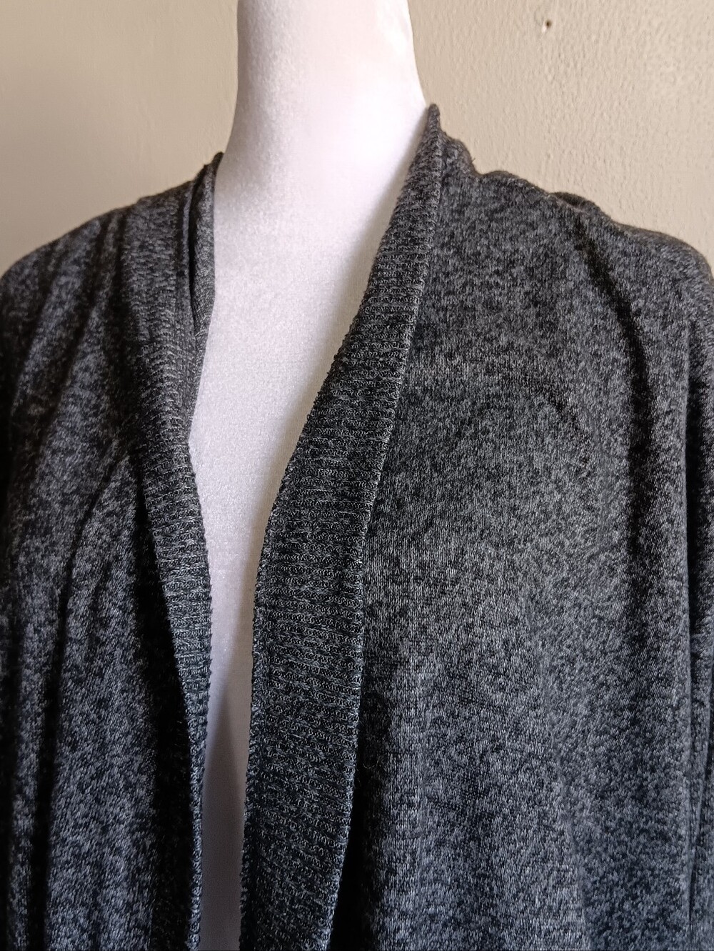 Long Dark Gray Open Front Womens 2X Plus Cardigan Sweater, Soft Fall, Casual - Picture 5 of 6